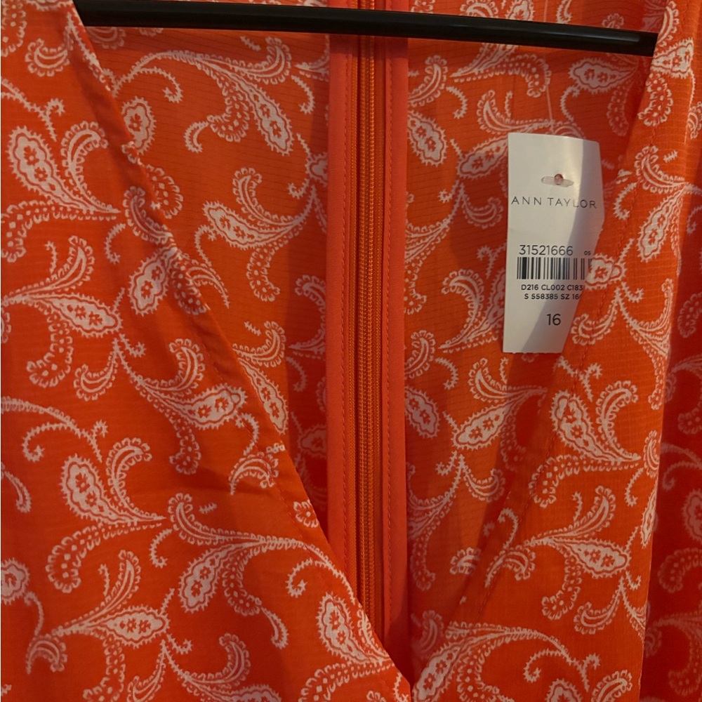 Ann Taylor Vibrant Orange Midi Dress - Picture 3 of 6